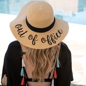 Out of Office Floppy Straw Beach Hat